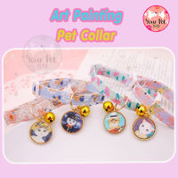 ปลอกคอแมว ปลอกคอหมาเล็ก หมากลาง ปลอคอลูกแมว ปลอกคอสัตว์เลี้ยง Art Painting Safety Pet Collar