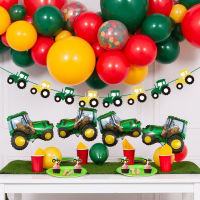 【CW】1Set Farm Theme Green Tractor Inflatable Balloons Happy Birthday Party Decoration Kids Birthday Excavator Vehicle Banner