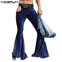 codHFRTUJDTR6YJR Men 2Colors Fashion Elastic Waist Side Hollow Out Flared Pants