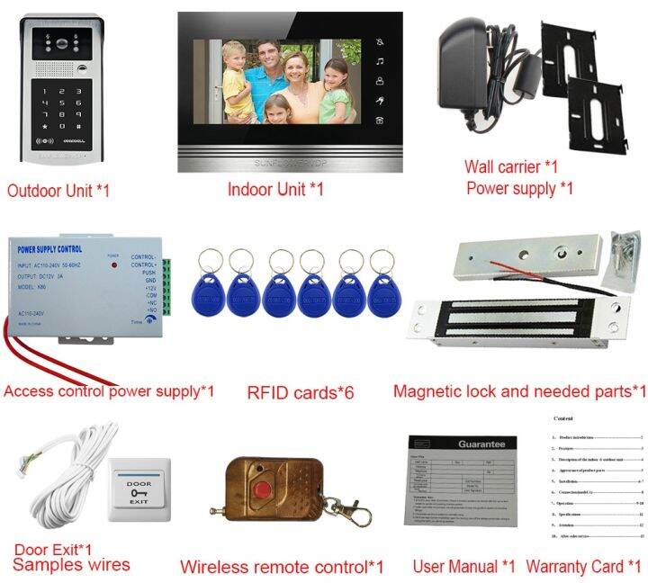 Video With Door Lock Color Rfid /Code Unlock/Touch Buttons