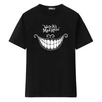 Liber Soul Alice in Wonderland Cheshire Cat เสื้อยืดแขนสั้นผ้าฝ้ายแท้สำหรับผู้ชายและผู้หญิง