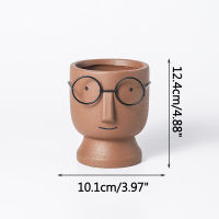 Nordic Cute Glasses Boy Ceramic Succulent Flower Pot Cartoon Fashion Simple Art Dried Flower Vase Indoor Green Dill Home Garden