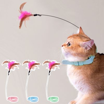 Interactive Teaser Stick Collar Self-hi Game for Cats Accessories Juguwtes Para Gatos