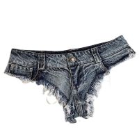 【hot】 2022 New Womens Low Waist Tassel Denim Shorts Jeans Thong Short Feminino Beach