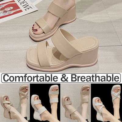 Thick bottom increased word/cross slippers female 2022 new style Korean open-toed outer wear sponge cake sandals