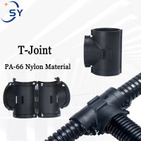 ☢▧ 1/5/10Pcs Bellows Tee Fittings PA66 Plastic Hose Connector Waterproof Flame Retardant Threaded Pipe T-Splitter AD-M Thread