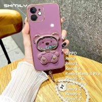 Shmily เคสโทรศัพท์แฟชั่นสำหรับ OPPO Reno6 4G Reno6 5G Reno 6 Pro Reno7 5G Reno8 5G Reno 8 Pro Reno8 T Reno9 Reno 9 Pro Deluxe เคสนิ่มเคลือบอิเล็คโทรเพลทซิลิโคนพร้อมที่คลุมโทรศัพท์สร้อยข้อมือไข่มุก