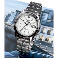 นาฬิกา SEIKO 5 Automatic  รุ่น SNKL75K1 นาฬิกาข้อมือผู้ชาย สายแสตนเลส หน้าปัดขาว - ของแท้ รับประกันสินค้า 1 ปีเต็ม