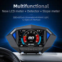 P1 Head Up Display Obd Gps Hud Hd Lcd Instrument Smart Digital Speedometer Slope Tilt Meter Car Electronics Accessories