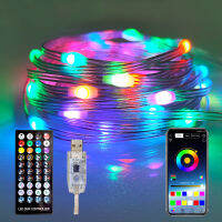 USB ไฟหนัง LED สีเมจิก RGB ไฟสตริงอัจฉริยะ USB ศัพท์บลูทูธ app ไฟสายหนังเพลงซิมโฟนี