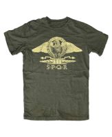 Kaus Spqr Kerah O Lengan Pendek Katun 100% Kaus Logo Praetorian, Kekaisaran Romawi Gladiator Roma Spqr Zaitun S-4XL-5XL-6XL