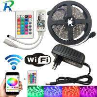 【✲High Quality✲】 na07037036036666 เทปrgb ไดโอดไฟแถบไฟ Led Wi-Fi 10M ริบบิ้นไฟนีออน Tira Fita 12V Smd5050 5M ยืดหยุ่นไฟสายประดับได้ตัวแปลงคอนโทรลเลอร์ไวไฟ