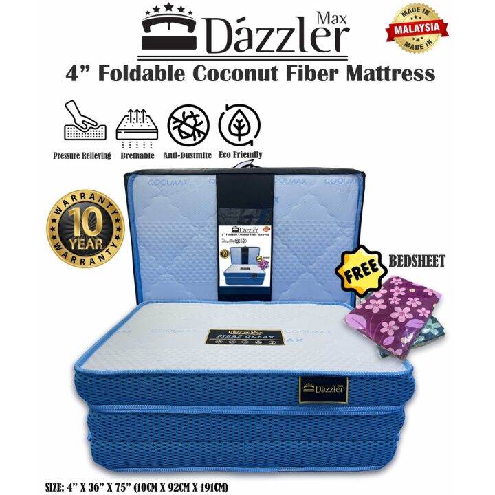NEW [FREE BED SHEET] Dazzler Max 4 inch Foldable Coconuts Fibre