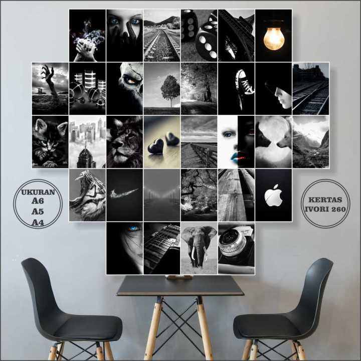 Poster Dinding Kamar tema Black2 1 Paket isi 30pcs/Poster Aesthetic