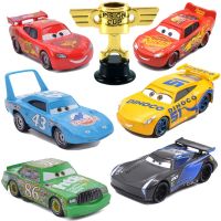 Original Disney Pixar Cars 3 2 Metal Diecast Car Pision Cup Toy 1:55 Lightning McQueen Jackson King Chick Hicks Model Car Toys