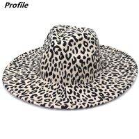 Leopard print fedora hat large size monochrome new unisex fedora hat 9.5cm brim large size jazz hat winter кепка мужская