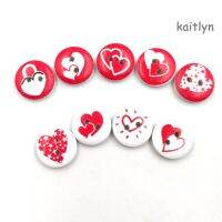 KAIT100Pcs Round Love Heart Wooden Buttons Sewing Scrapbooking Cards Craft DIY Decor