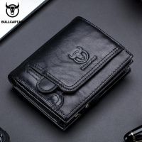 Bullcaptain Men Wallet Leather Mens Purse Vintage Design Male Zipper Coin Pocket Card Holder Luxury Money Bags JYB001