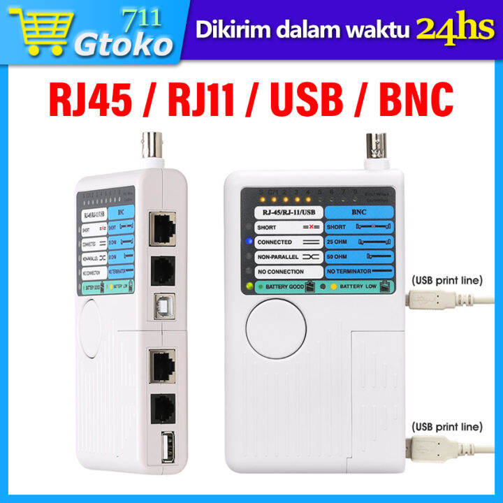 Lan Tester 4 In 1 RJ11/RJ45/USB/BNC Network Telepon Tester Remote Cable