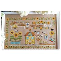 ☫◕ Sunflower farm cross stitch kit simple cartoon design cotton silk thread 14ct 11ct linen flaxen canvas embroidery DIY needlework