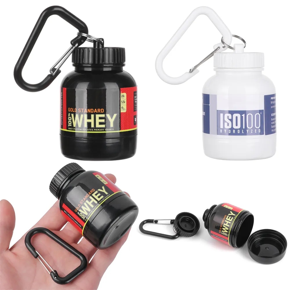 Mini Portable Protein Powder Bottles with Keychain Hea100/200ml lth Funnel  Medicine Bottle Small Water Cup Outdoor Sport Storage