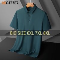 【CC】▪⊕  Men T Shirt Polo Stretch Thin Oversized 5XL 6XL 7XL Size 2023 Breathable Lapel Fashion Short Sleeve Male