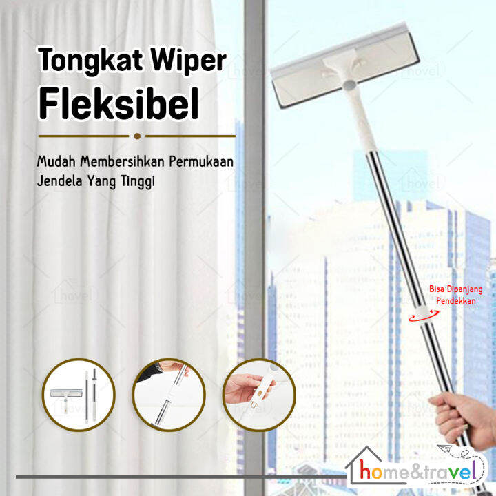 HOVELSHOP Wiper Pembersih Kaca Jendela Rumah Gedung Flexible Gagang ...