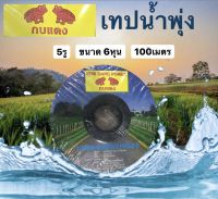 เทปน้ำพุ่งตรากบแดง ขนาด6หุน (3/4) รูน้ำออก5รู ความยาว100เมตร