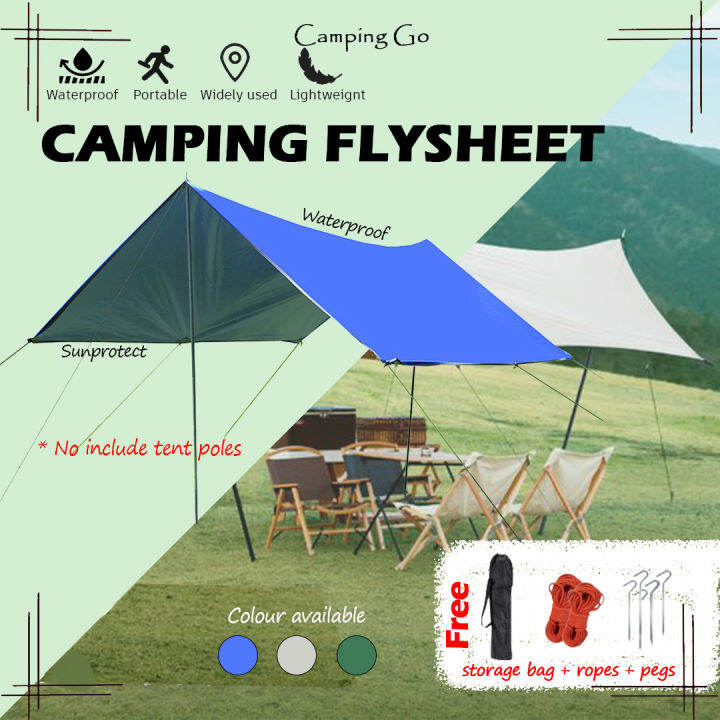 Camping Flysheet Tent Tarp Waterproof Sunshade Groundsheet Camping Tarp ...