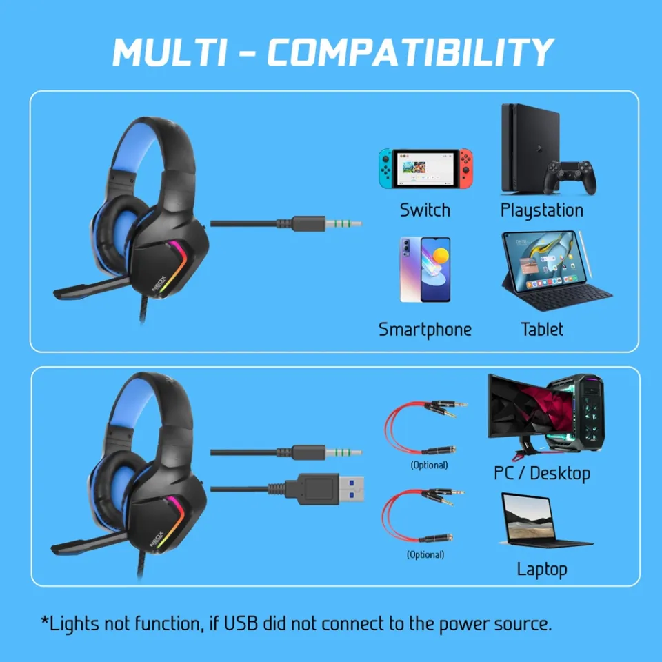 Alcatroz Neox HP500 RGB Wired Gaming Headphone with Foldable