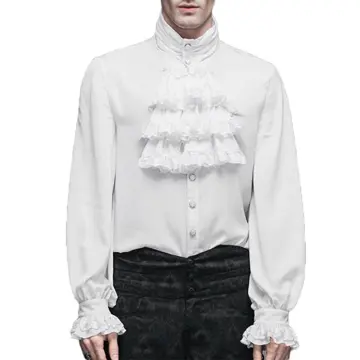 Men's White Lace Ruffle Pirate Shirt