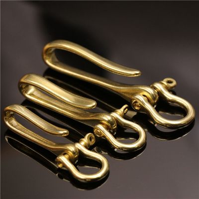 卍 Belt U Hook Brass Keychain Fob Clip Retro Vintage Key Ring Wallet Chain Hook with bow shackle Fish Hook 3 Sizes available