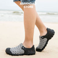 QiaoYiLuo crocs รองเท้าแตะ สไลด์และรองเท้าแตะสำหรับผู้ชายที่มีการตอบสนองกันกระแทกและลื่นแต่เพียงผู้เดียว