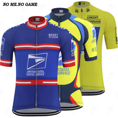United States Postal Service Cycling Jersey Men Short Sleeve Road Bicycle Racing Clothes Blue Yellow Bike Clothing Shirts