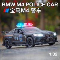 1:32 BMW M4 Police Car High simulation Pull Back Sound Light Diecast Model CAR Toys Collection kids Gifts Die-Cast Vehicles