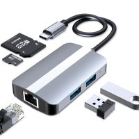 Topdigit 5 In 1 USB ฮับ3.0สำหรับแล็ปท็อปอะแดปเตอร์พีซีชาร์จ5พอร์ตแท่นวางมือถือ RJ45 USB2.0 Tf/ การ์ด SD Macbook Type-C Splitter