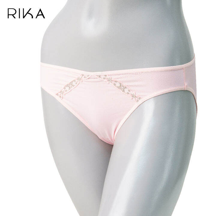 rika-กางเกงใน-bikini-ผ้าไนล่อน-lycra-แต่งลูกไม้-gv2226-size-m-ll