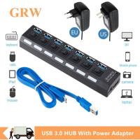 [HOT HAIXWLXKWW 589] USB 3.0 Hub HUB Splitter หลายพอร์ต4/7พร้อมอุปกรณ์เสริมอะแดปเตอร์สำหรับ