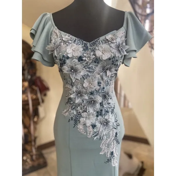 Sage Green Neoprene Mother of the Bride Dress Principal Secondary ...