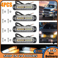 4Pcs 12-Led Strobe ไฟด้านข้างคำเตือนฉุกเฉินอันตราย Flash Light Bar 12V-24V 36W Ip68กันน้ำสำหรับรถบรรทุก