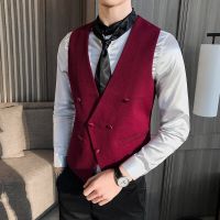 CODLiang Te New 2021 Smart Casual Double Breasted Suit Vests Men Slim Fit Vest Mens Wedding Vests Latest Waistcoat Designs for Men