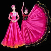 ใหม่360องศาสเปน vestido Flamenco ชุดสำหรับสตรี STAGE Performance PARTY falda Red Flamenco กระโปรงยาวชุดเต้นรำ