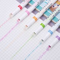 ปากกาเน้นข้อความแบบหลายรูปทรงสุดสร้างสรรค์6สีสำหรับนักเรียนปากกามาร์กเกอร์แห้งเร็ว