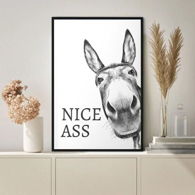 ✹ Nice Ass อ้างป้ายตลกภาพวาดผ้าใบ Vintage Donkey โปสเตอร์และภาพพิมพ์ผนังศิลปะสำหรับห้องน้ำตกแต่งห้องน้ำ Decor ภาพ