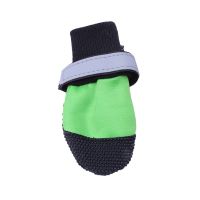 Doglemi 4 pcs/set Dog Waterproof Non-slip Shoes Comfortable Boots Fashion Durable Reflective Stripe Dogs Paws Protector Shoes for Medium to Large Dogs XS Green