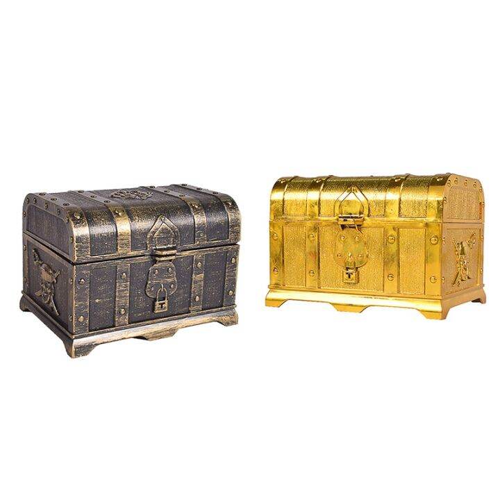 Ciieeo 1 PC Golden Pirate Treasure Chest Jewelry Box - Zinc Alloy Storage Container, 7x5x5 Cm