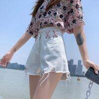 COD DSFWEWWWWW zara high waist Clips plus size 2022 New Style Ripped Denim shorts Women Summer Loose Slimmer Look All-Match a-Line Wide-Leg White Hot Pants ins