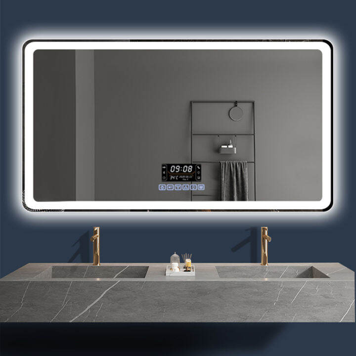 Intelligent bathroom mirror square modern LED mirror defogging human