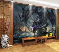 ✺₪✥ Decorative wallpaper Black dragon death wings background wall painting