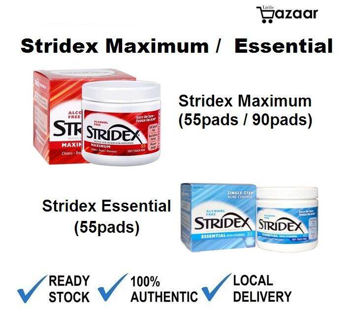 Stridex Single-Step Acne Control, Maximum / Essentials 55/90pads ...